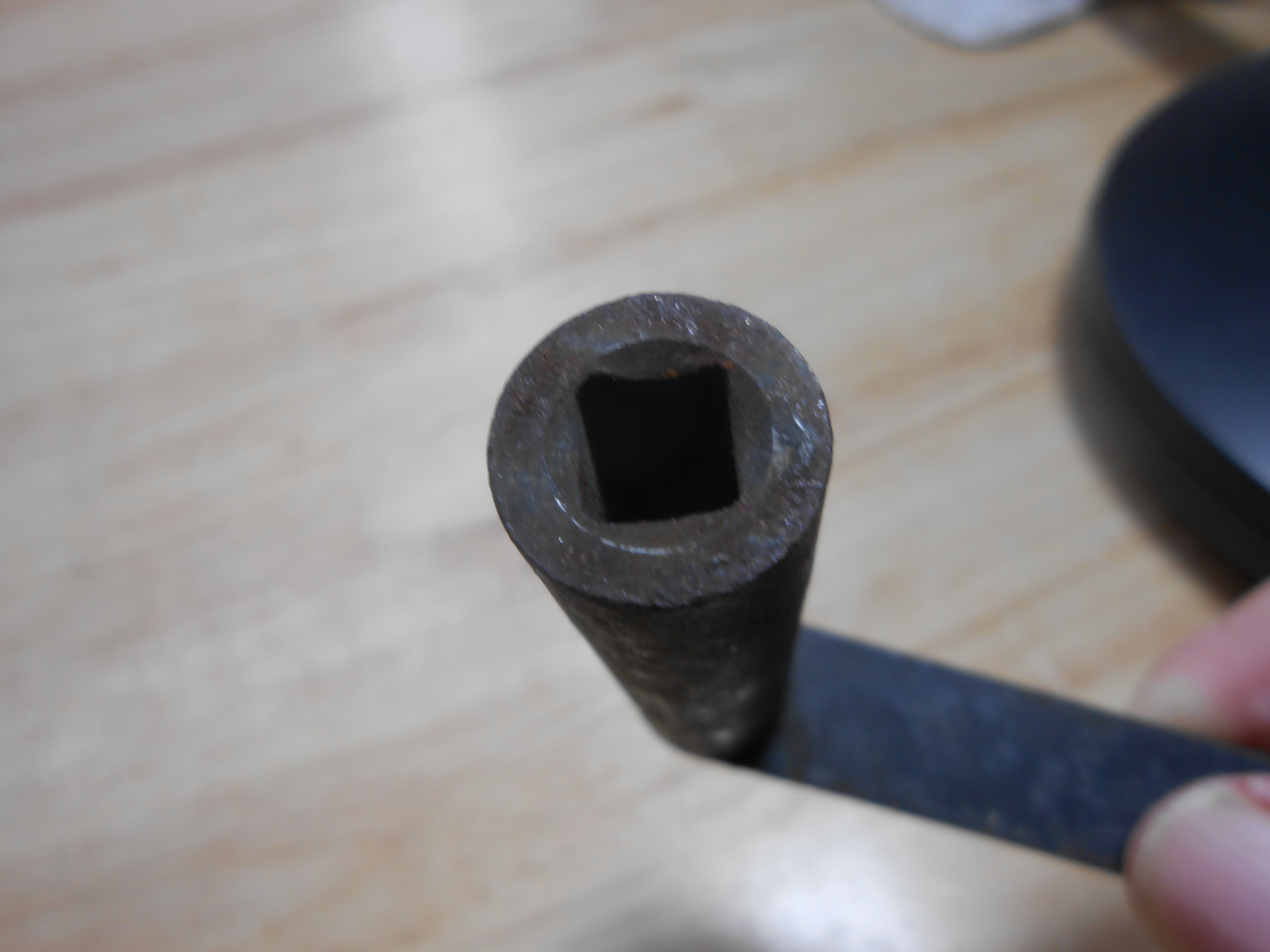 Antique Steel Wood Handle Crank - 1/4