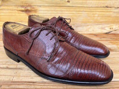 David Eden Genuine Lizard Skin Red Leather  Lace Up Oxford Dress Shoe Sz US 11