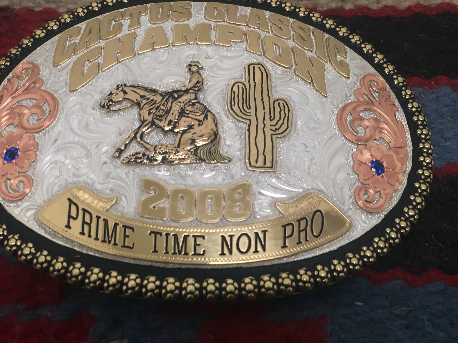 GIST CHAMPION REINING HORSE BUCKLE STERLING SILVER