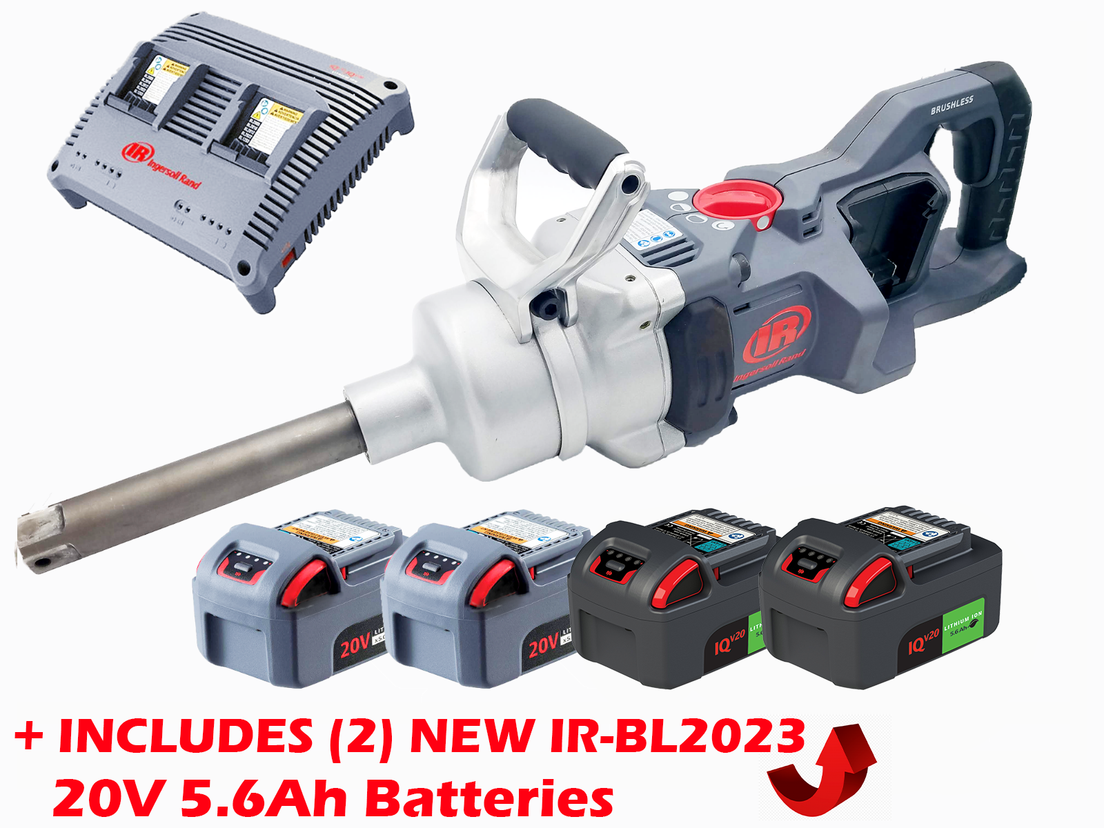 Ingersoll Rand W9691-K2E 20v 1" Dr. 6" Extended Anvil Impact
