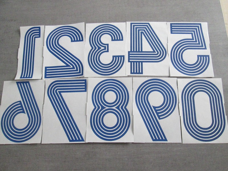 Flocage Chiffre Bleu 0 Ã  9 Au Choix Patch Style Vintage RÃ©Tro Maillot Football