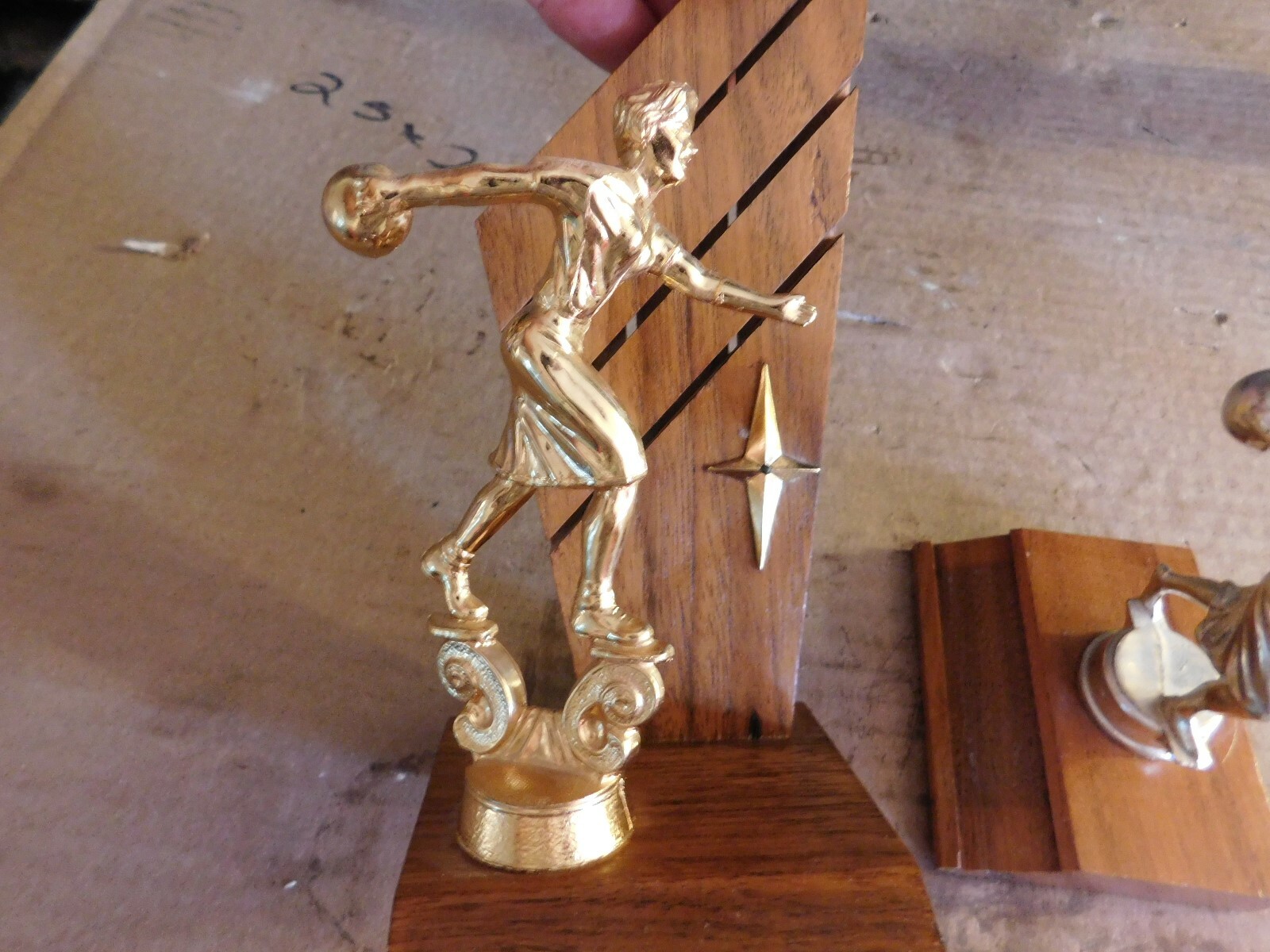 PAIR OF MID CENTURY BOWLING TROPHIES W/METAL TOPPERS GROUP #5