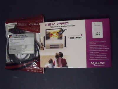 MyGica V2V Pro Video to VGA Monitor Converter + VGA to HDMI Adapter Cable