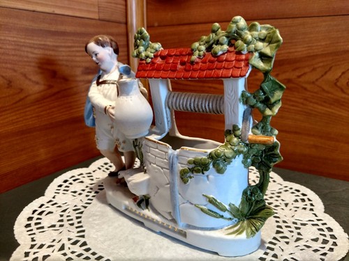 BOY & GOOSE BISQUE PORCELAIN WKG # 4347 FIGURINE MADE IN GERMANY