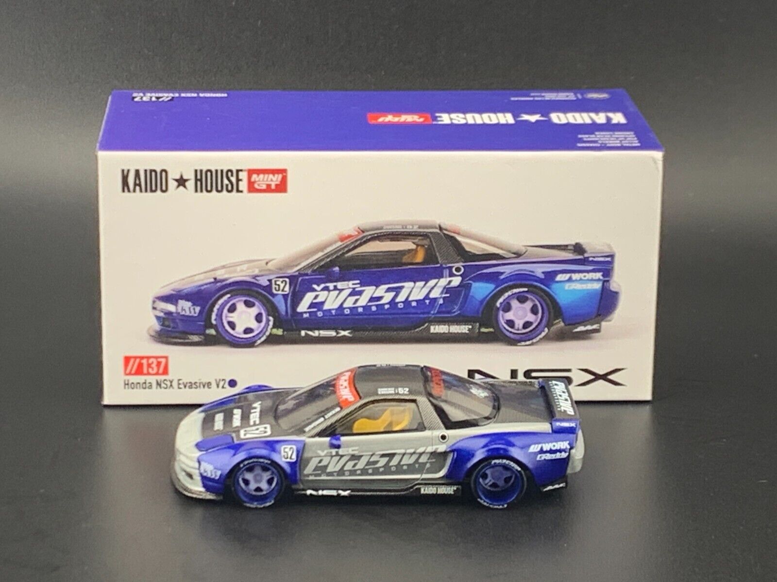 Kaido House x Mini GT Honda NSX Evasive V2 Blue KHMG137 1/64 Kaido House x Mini GT Honda NSX Evasive V2 Blue KHMG137 1/64