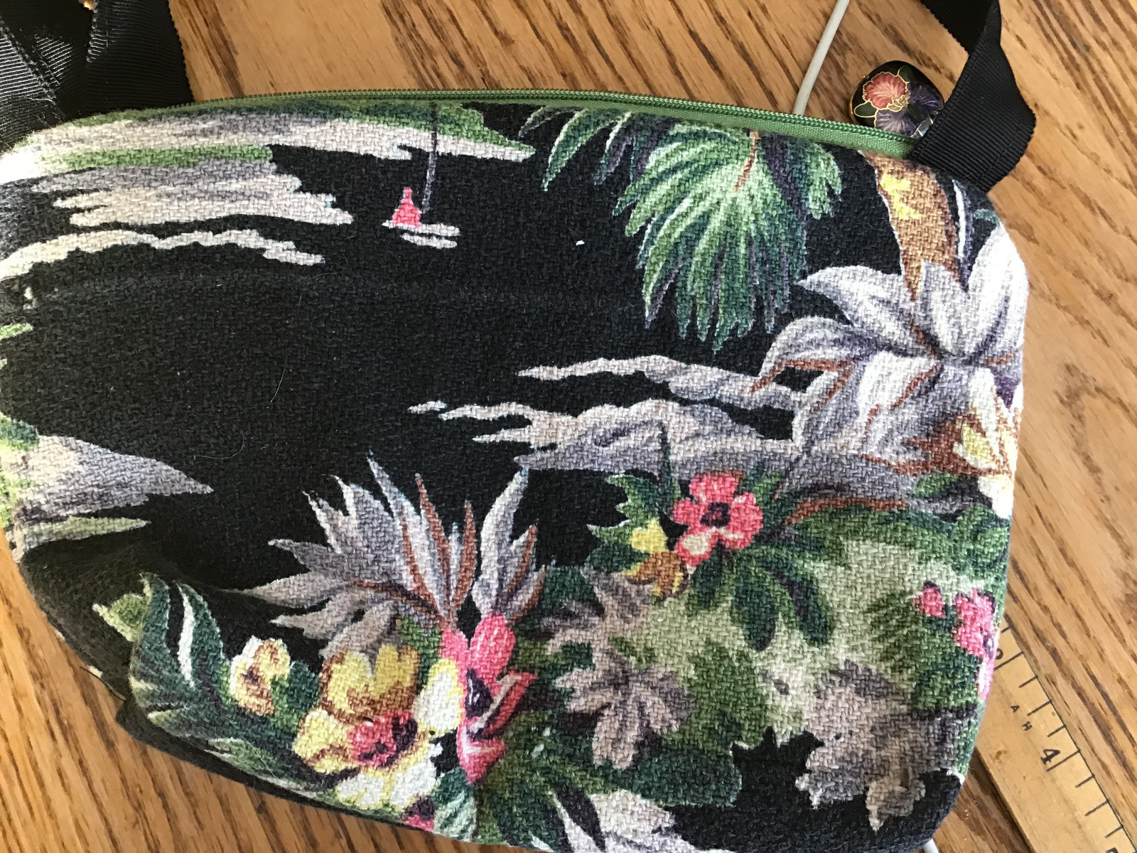VINTAGE BARKCLOTH PURSE - TROPICAL SCENE