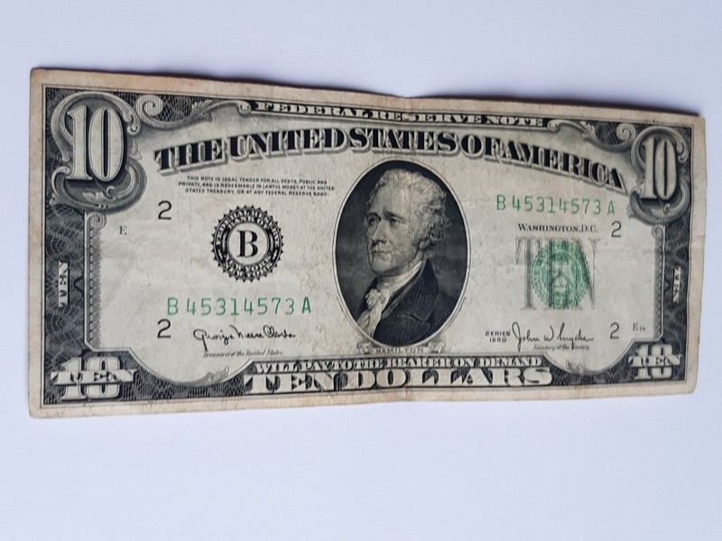 Billet 10 Dollars Etats Unis  ~ 1950   Hamilton â¡ Usa  Old Banknote Papermoney