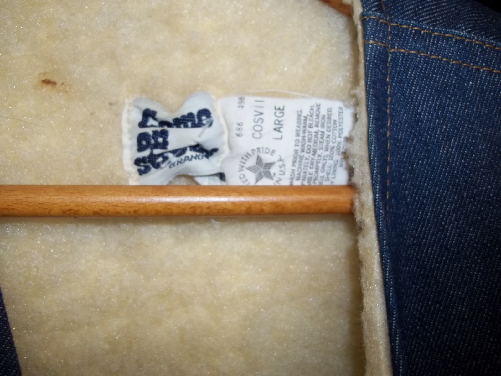 Vintage 70s Come On Strong Denim Sherpa Lined Vest Mens Large Blue Made In USA