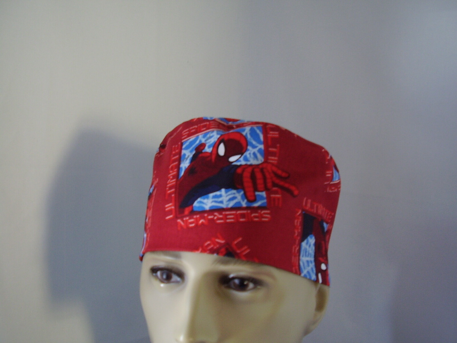 Scrub Hat Surgical Tieback Cap - Spiderman - Red - One size