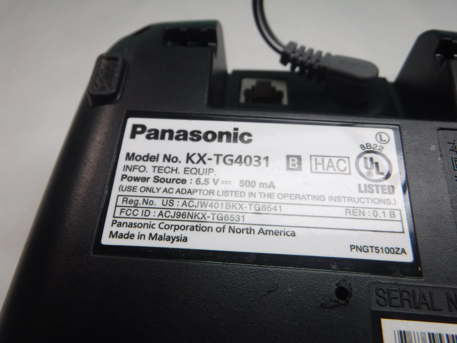 Panasonic KX-TG4031 B (KX-TG4033B) Replacement Main Base Answering System