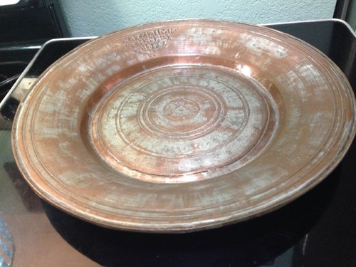 Antique Marked C.1800 Islamic Silver & Copper Tray Plate Charger Persian Turkish