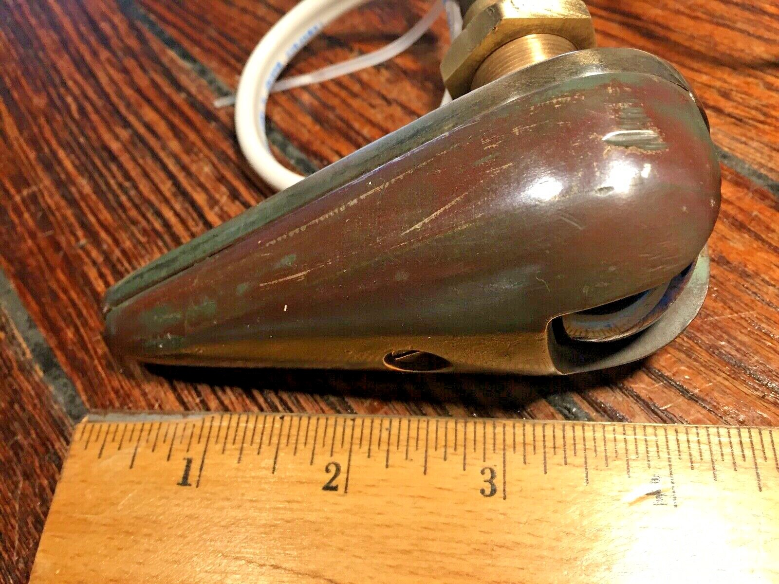 VINTAGE PAIR WILCOX CRITTENDEN BRONZE PATINA TEARDROP RUNNING LIGHTS LED WIRED