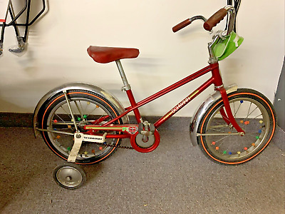 Vintage Schwinn Red Pixie Bicycle Original Training Wheels Super Nice Look.