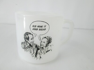Old Home Bread CW Mc Call & Mavis Federal Coffee Mug White Milk Glass Cup Truck