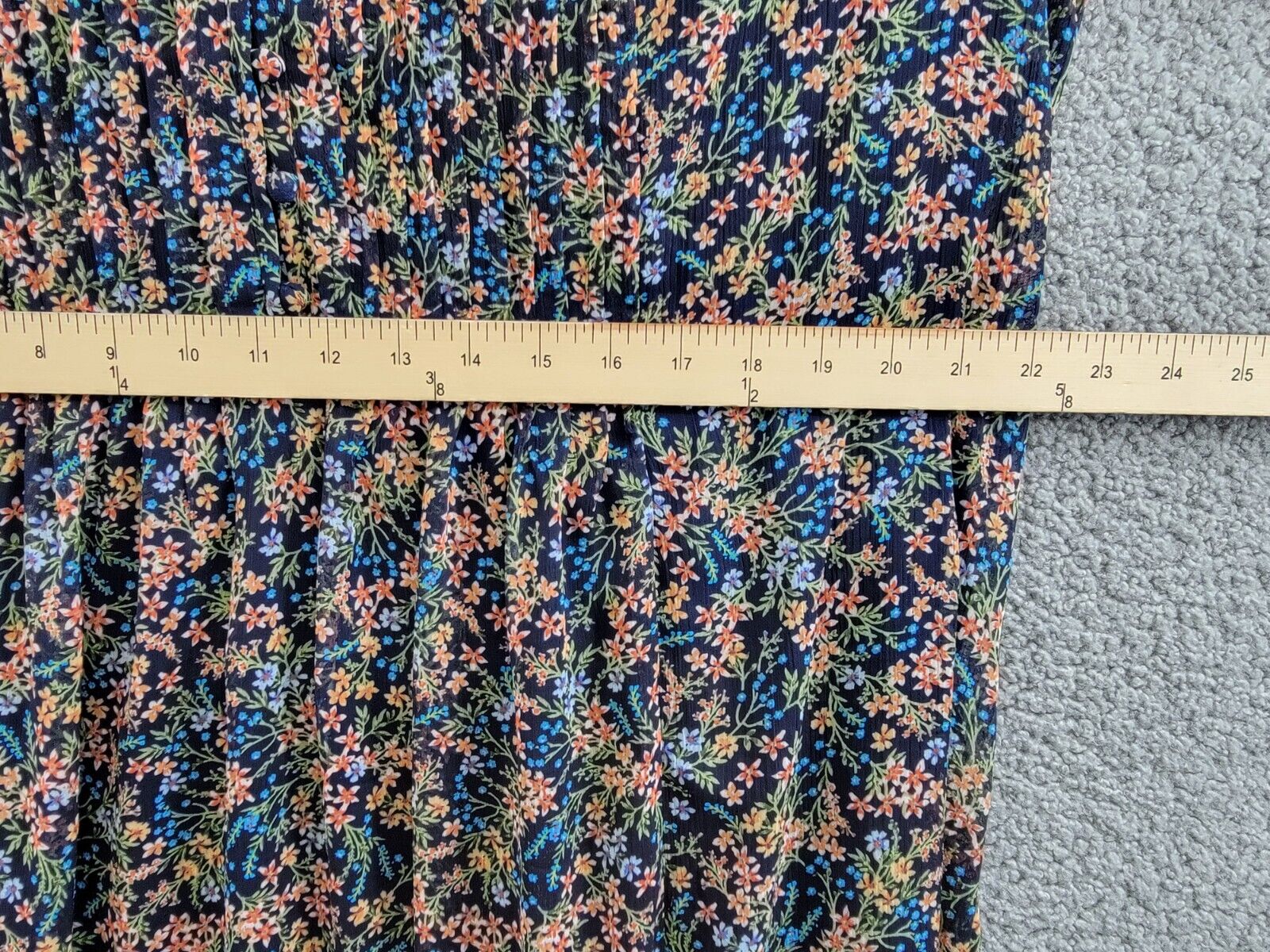 MSK Plus Size Floral-Print Chiffon Pintuck Shirtdress Women's 20W Navy Multi L/S - Picture 7 of 16