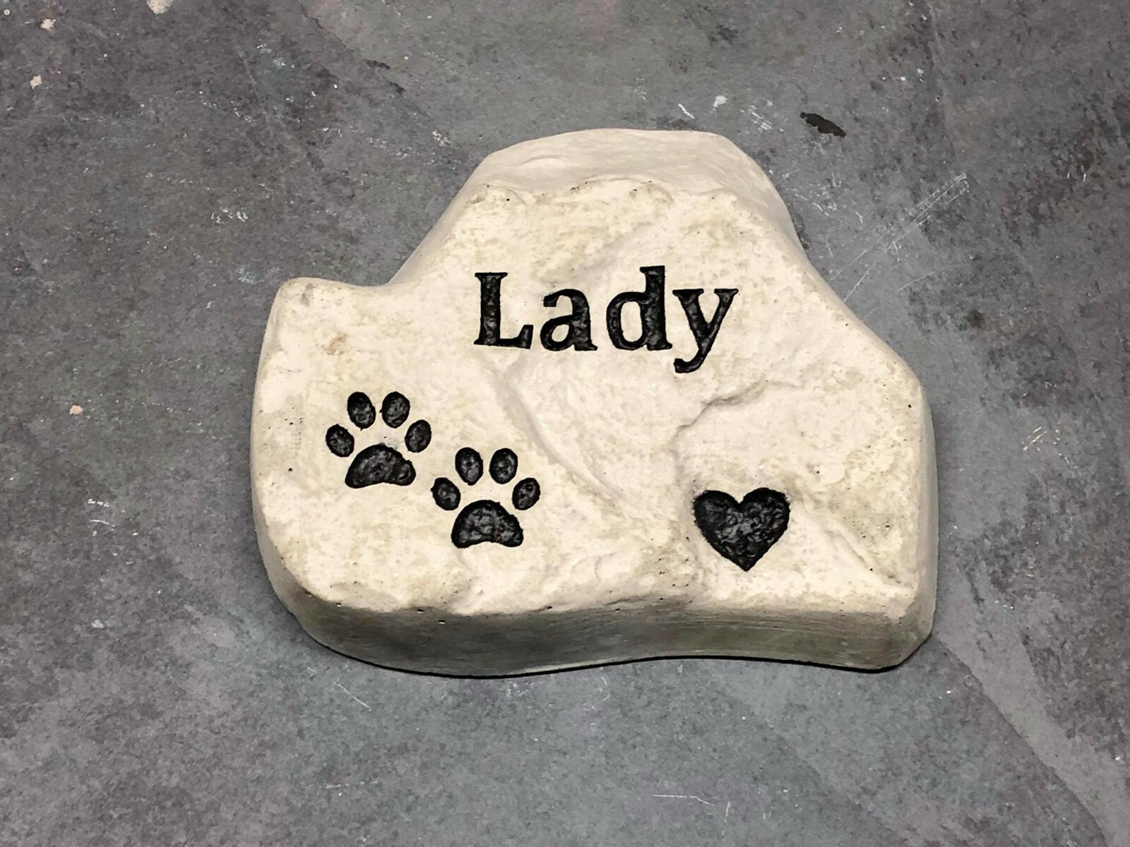 Personalized, Engraved Pet Memorial Stone, Dog, Paw Prints, Garden Stone, Memory