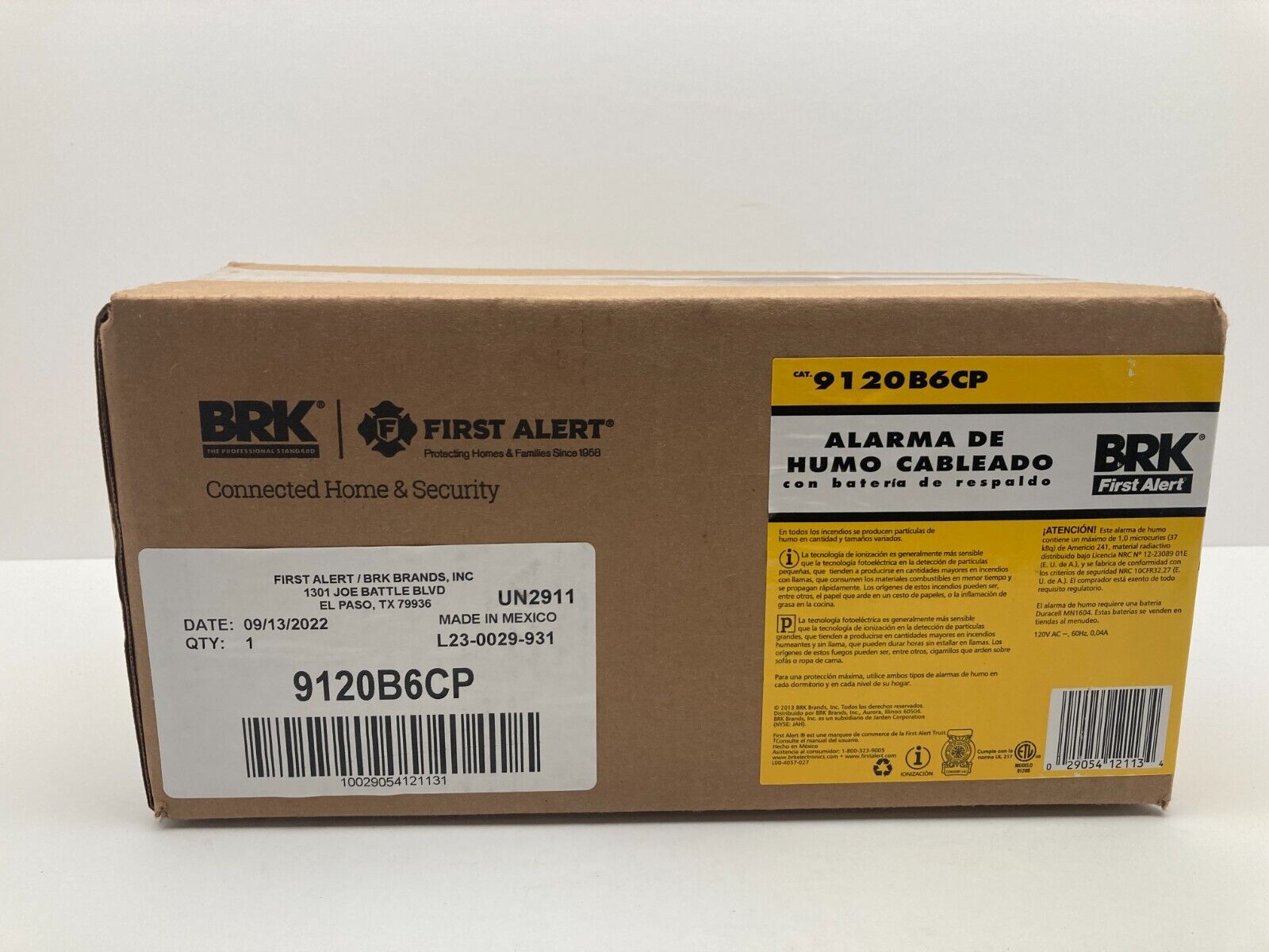 First Alert BRK 9120B6CP Hardwired Smoke Alarm with Backup B