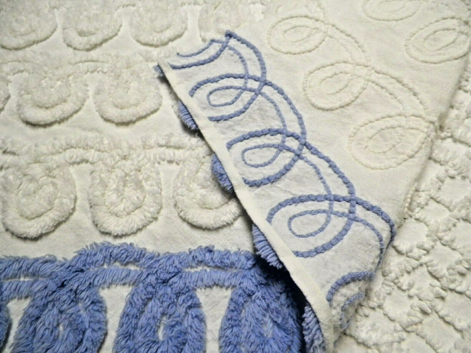 Vint Super Plush Floral Curly Qs Chenille Bedspread Quilt Craft Fabric   A 1458