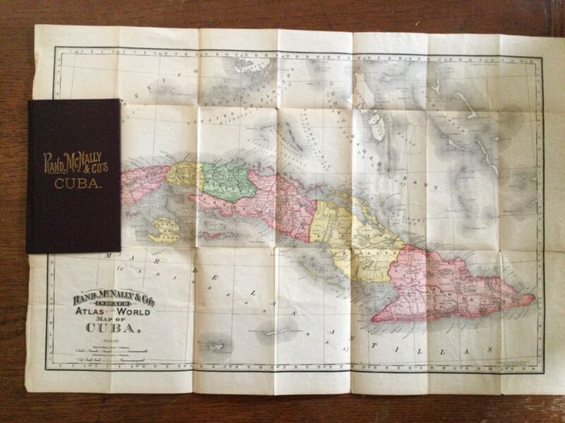 Rare 1892 antique map, Rand McNally & Co Map Of Cuba, Pre Spanish American War