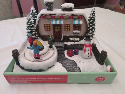 2021 ~ Holiday VILLAGE HOUSE ANIMATED FIGURES MUSIC LIGHTS ELUCEO NIB
