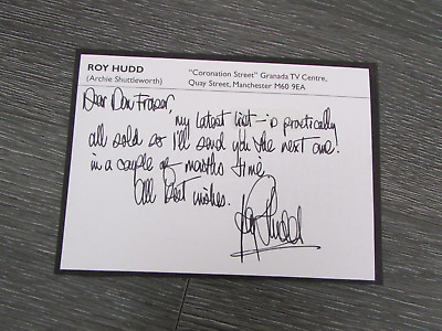 Roy Hudd Comedian & TV Coronation Street Actor Original Hand Signed Card