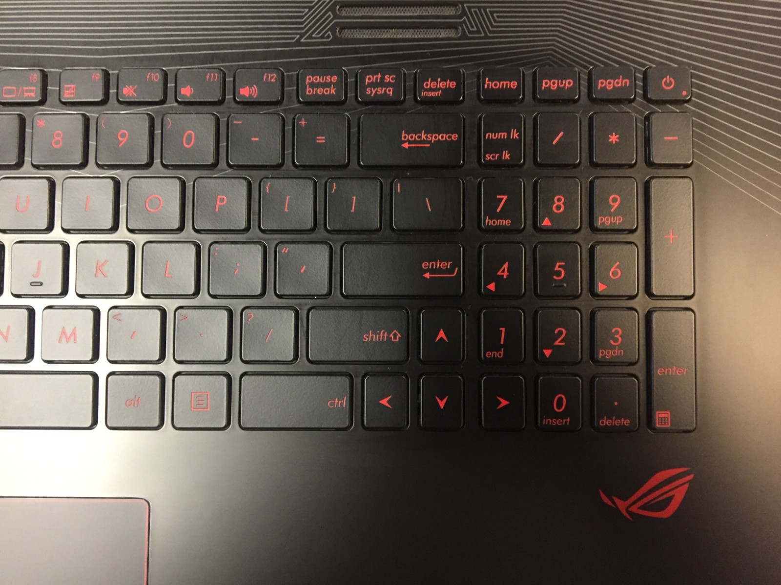 ASUS ROG GL752VW Series Top Case, includes backlit Keyboard,  cables, & Trackpad