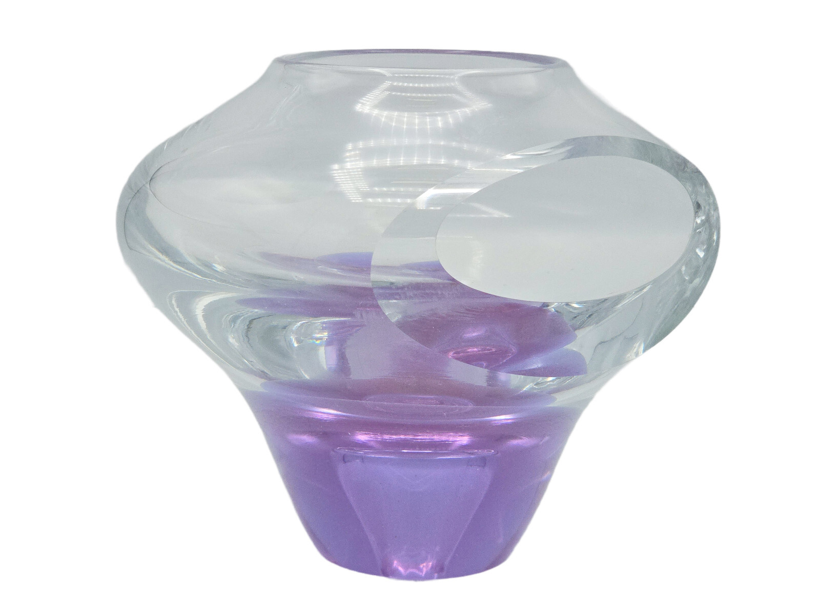 SIGNED JEFF ULRICH DECORATIVE ABSTRACT BIOMORPHIC CENTERPIECE ART GLASS VASE 6"H