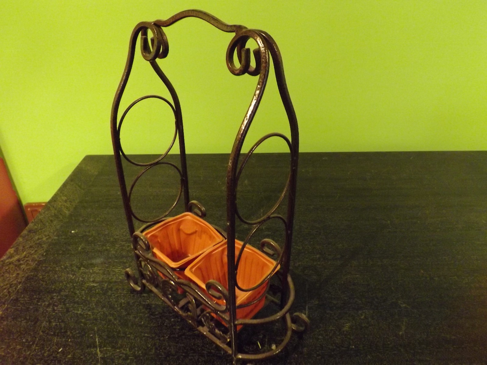 French Country Farmhouse Wine Holder Tabletop Herb Garden Planters 16X10+ Metal