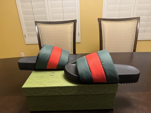 Pre-owned Gucci Logo Colors Padded Slide Sandals Size 38 / Us 8 In Multicolor