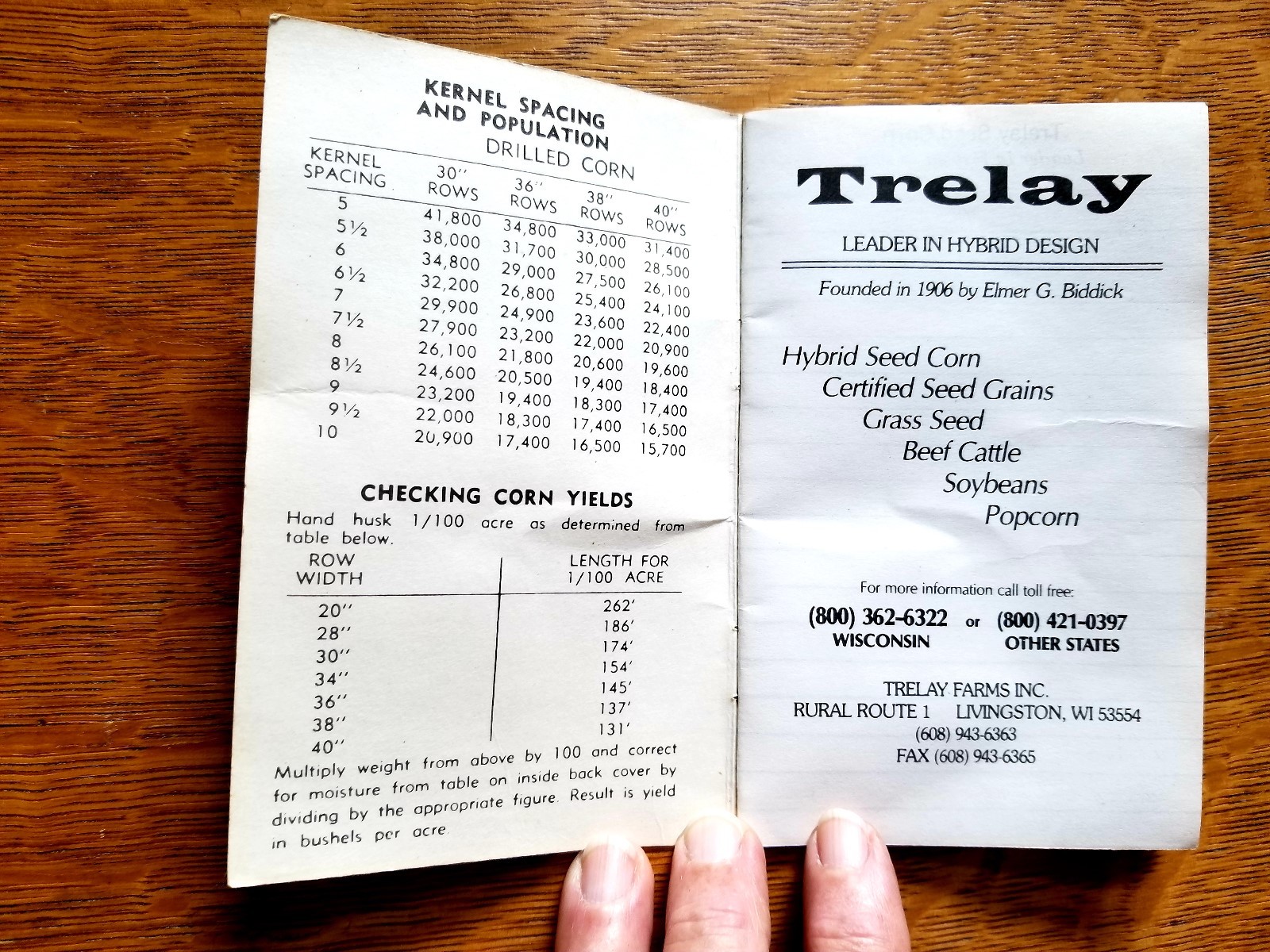 Vintage Trelay Seed Corn Promo Advertising Booklet With Planting & Yield Info