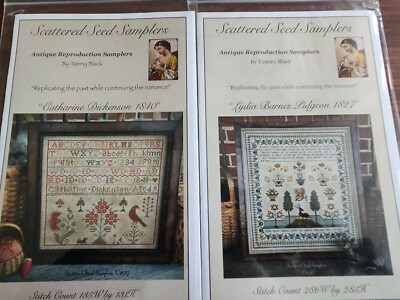 Catherine Dickenson & Lydia Pidgeon 2 Samplers Cross Stitch chart Scattered Seed