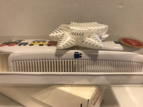 Baby Brush & Comb Gift Set Made in Switzerland Walther Hand Painted Train