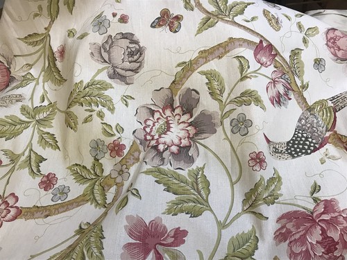 Bennison Chinese Pheasant Fabric 4 Yds 1997 Made In England Linen