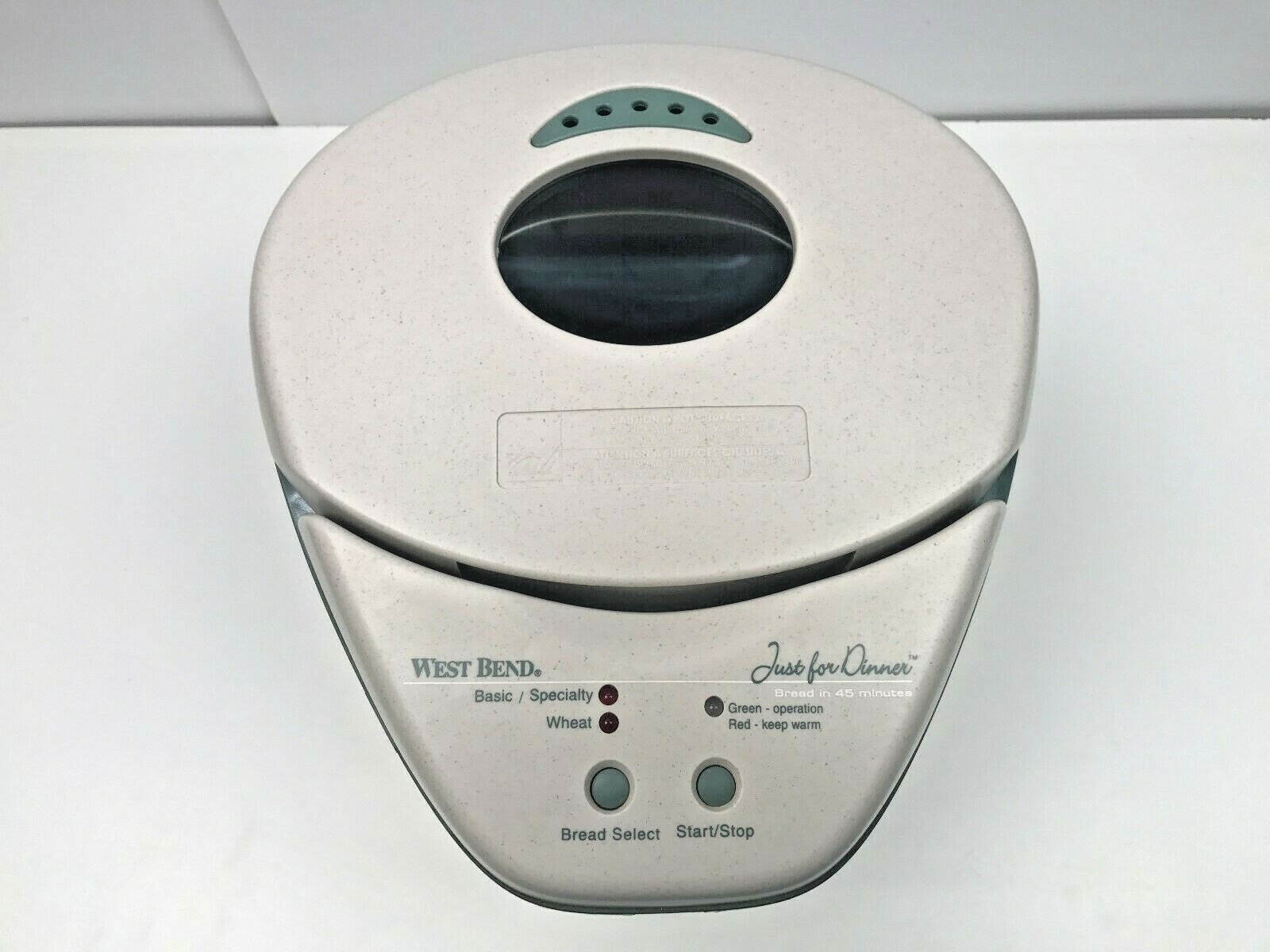 West Bend Just For Dinner Bread Maker Small  Perfect Loaf in 45 Minutes 41077