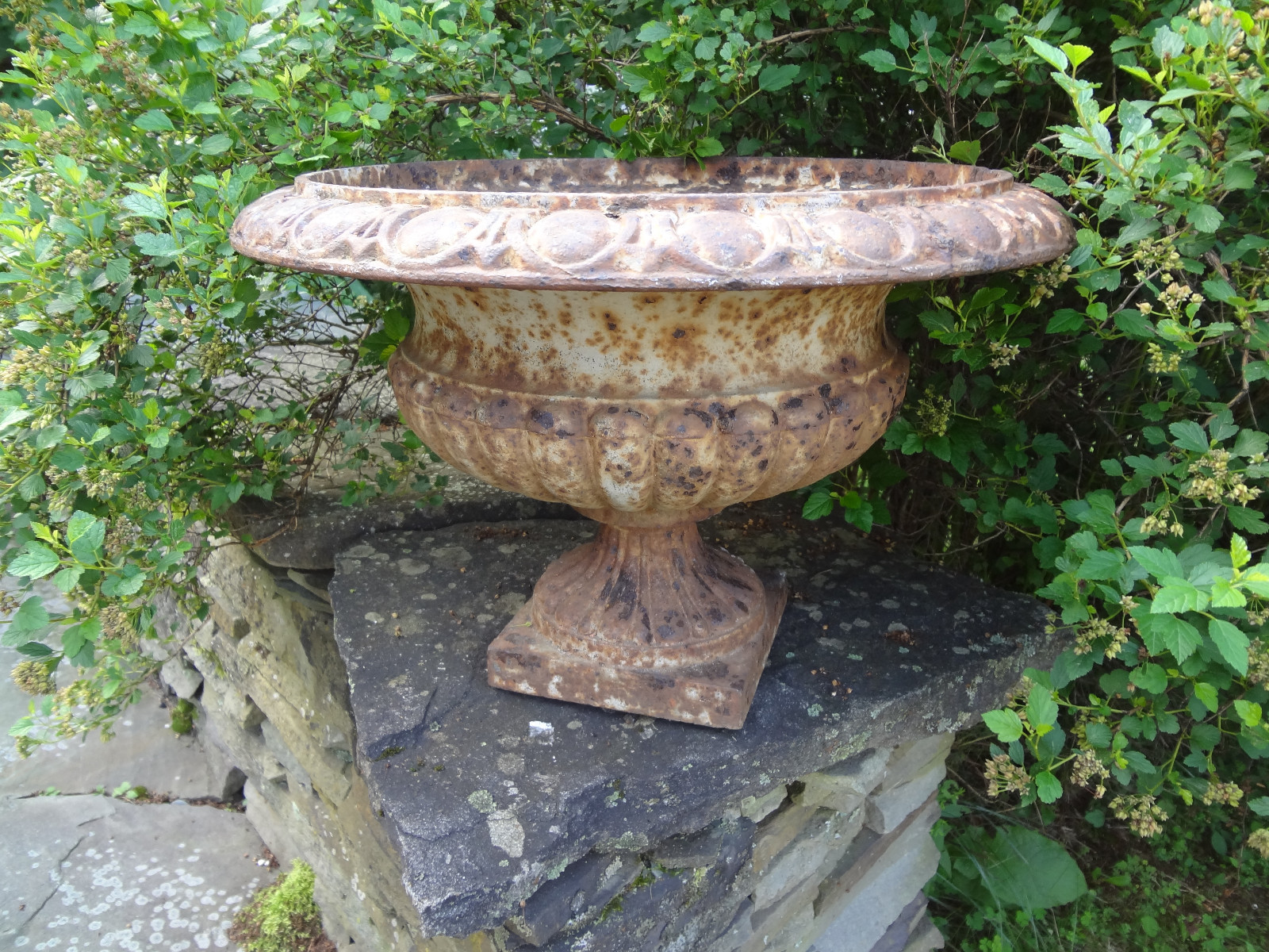 Beautiful Pair of Antique French Cast Iron Urns with Original Paint Circa 1850's
