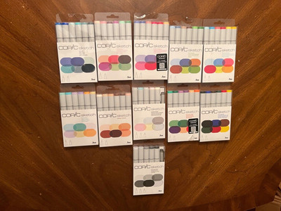 Copic Sketch Markers Set of 6, Lot of 11, Assorted Color Series