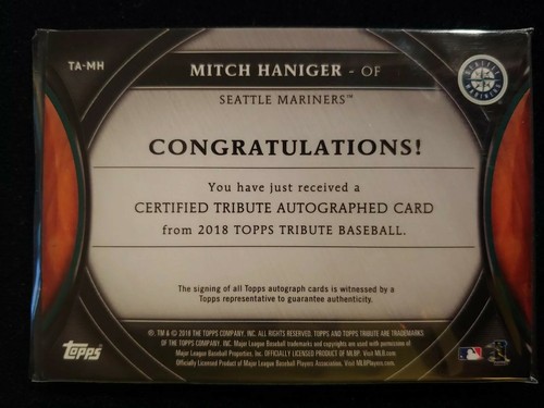 MITCH HANIGER AUTO #/ 2017 Topps Tribute Auto & 2017 Topps Chrome Rookie Auto RC