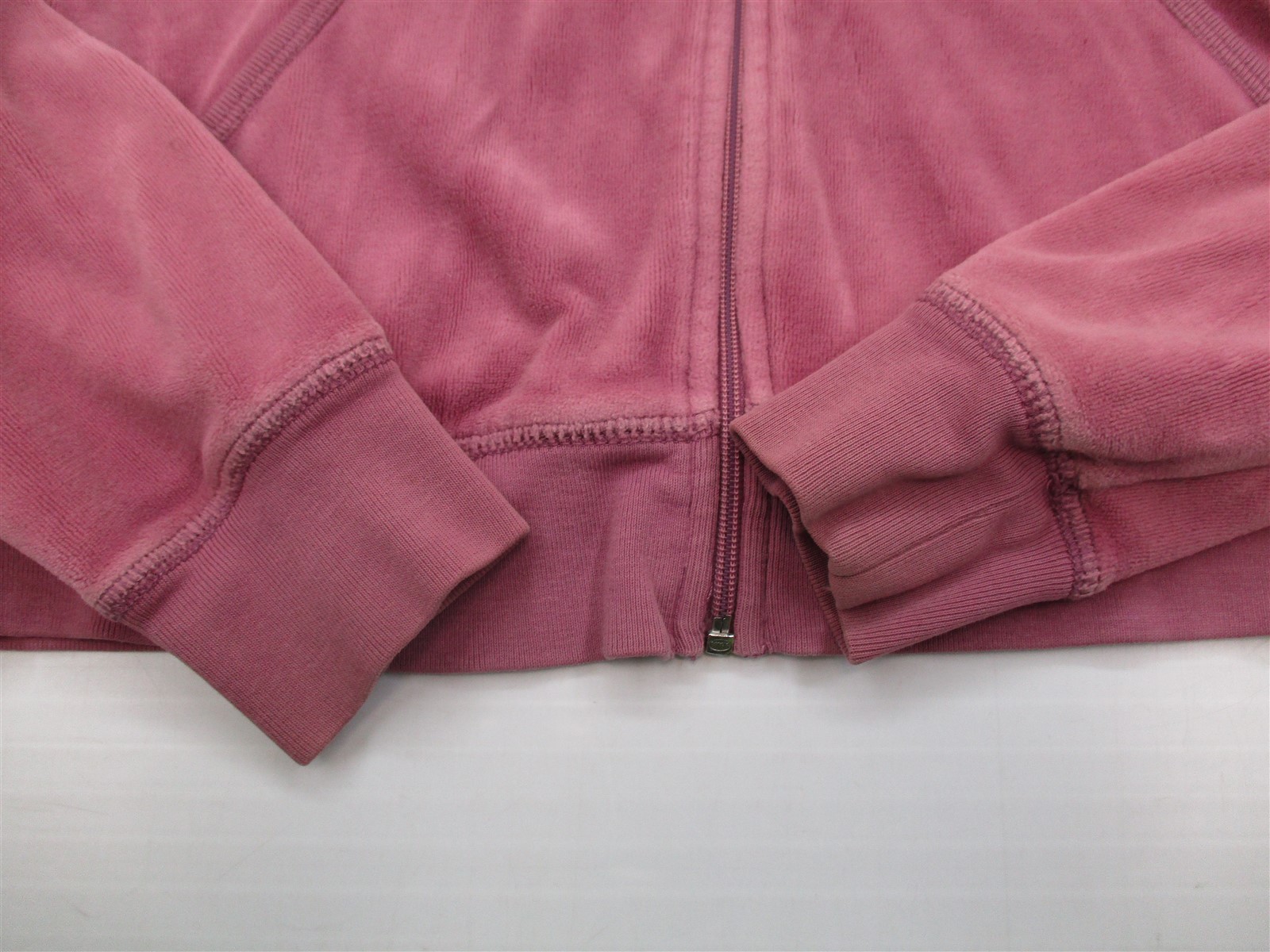 JUICY COUTURE K3080 Youth Girl's Size L Gold Logo Pink Mauve Velour Track Hoodie