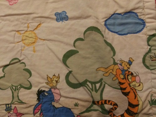 Vintage handmade baby quilt Winnie the pooh and friends 35x40 in.