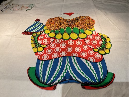 Vintage 1960s Cut & Sew Fabric Panel Chester Circus Clown 22" Doll Toy Pillow