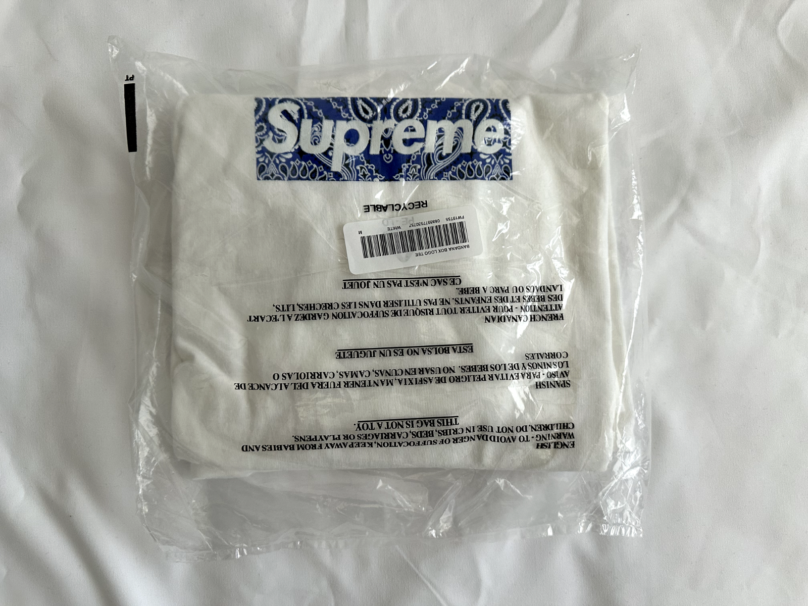 New - Supreme Bandana Box Logo Tee White/Blue FW19 - Size New - Supreme Bandana Box Logo Tee White/Blue FW19 - Size