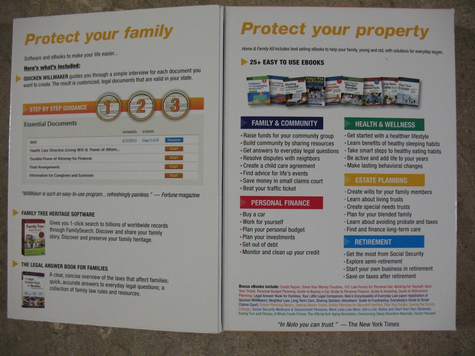 Home & Family Personal & Financial Planning Kit featuring Quicken WillMaker 2014