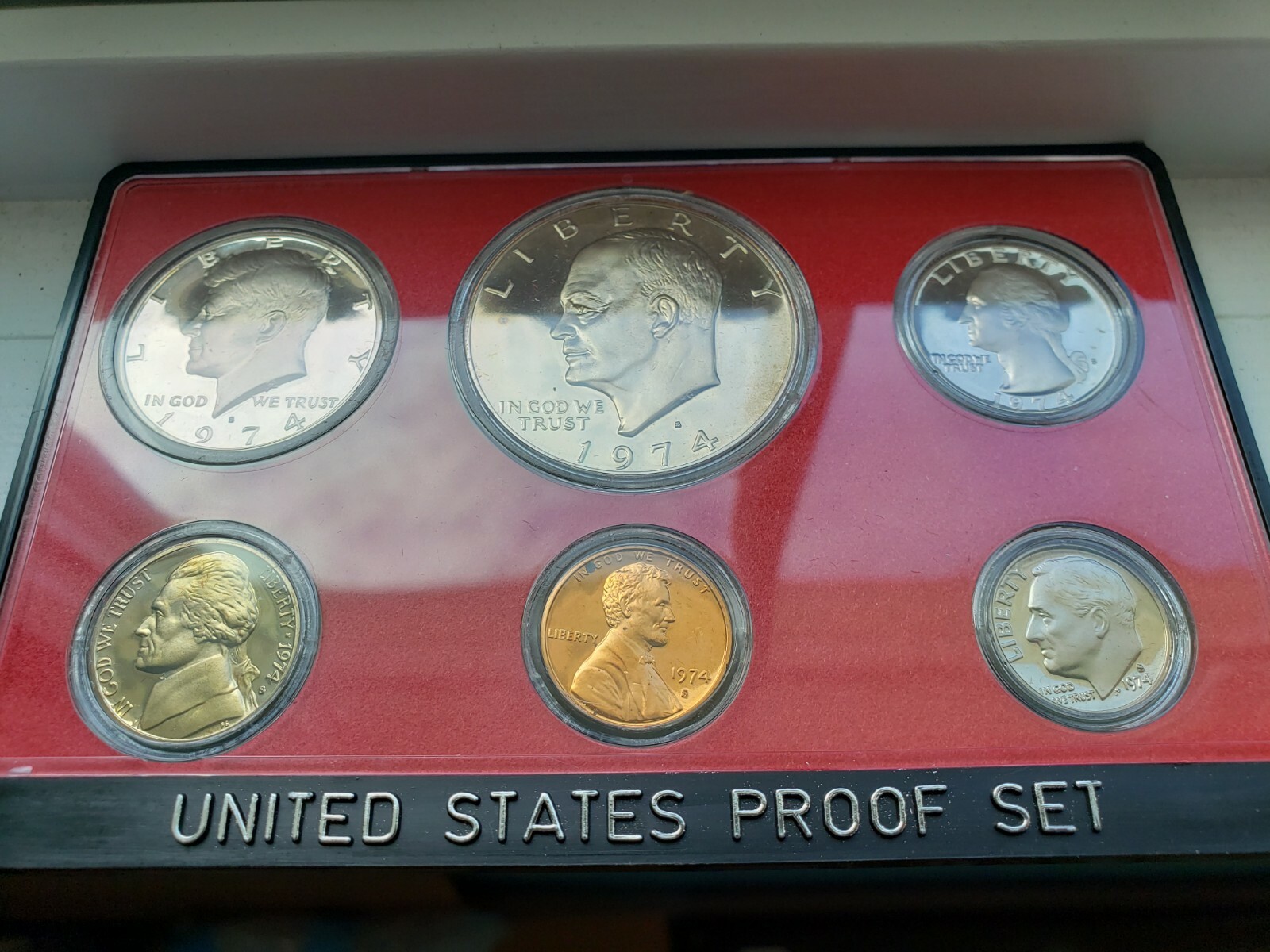 (5) 1974 PROOF SETS IN MINT SHIPPING BOX