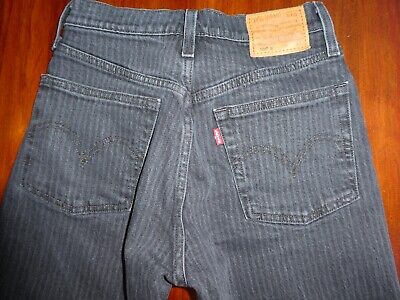 Womens Levi's 501 Black Stripe High Waist Skinny Jeans Size 24x28 Button Closure
