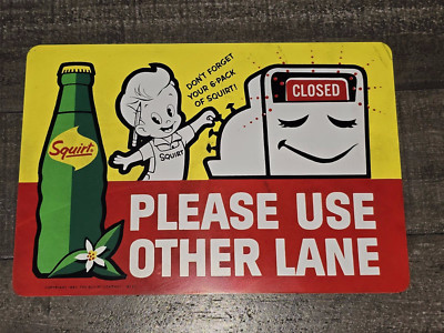 Original 1963 NOS Squirt Easel Back Grocery Store Lane Closed Sign