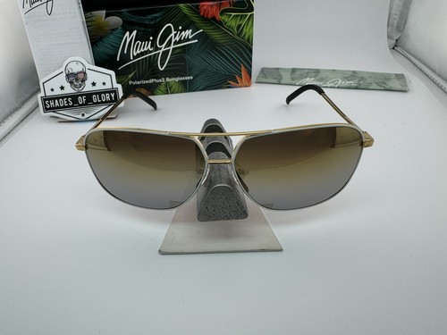 MAUI JIM MAUI JIM KAMI MJ 778-05C WHITE GOLD TO SILVER POLARIZED AVIATOR SUNGLASSES