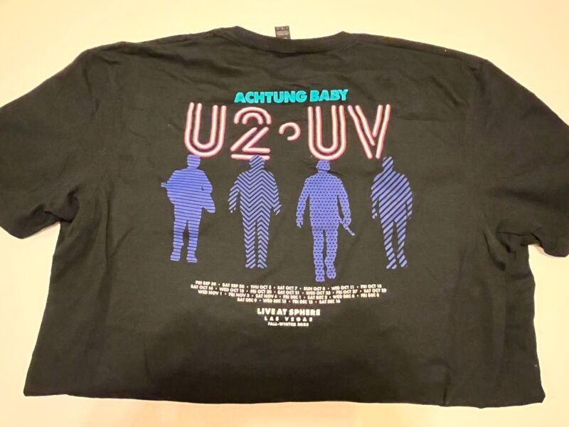 U2 UV Achtung Baby Live At Sphere Las Vegas Official Tour T Shirt Tee Large L