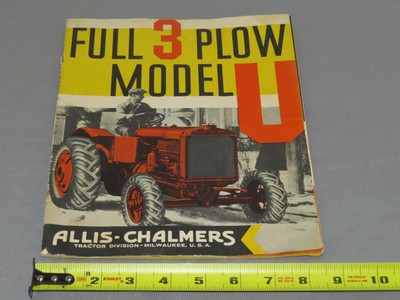 Vintage ALLIS CHALMERS model U Tractor Sales Brochure Catalog RARE 3 Plow