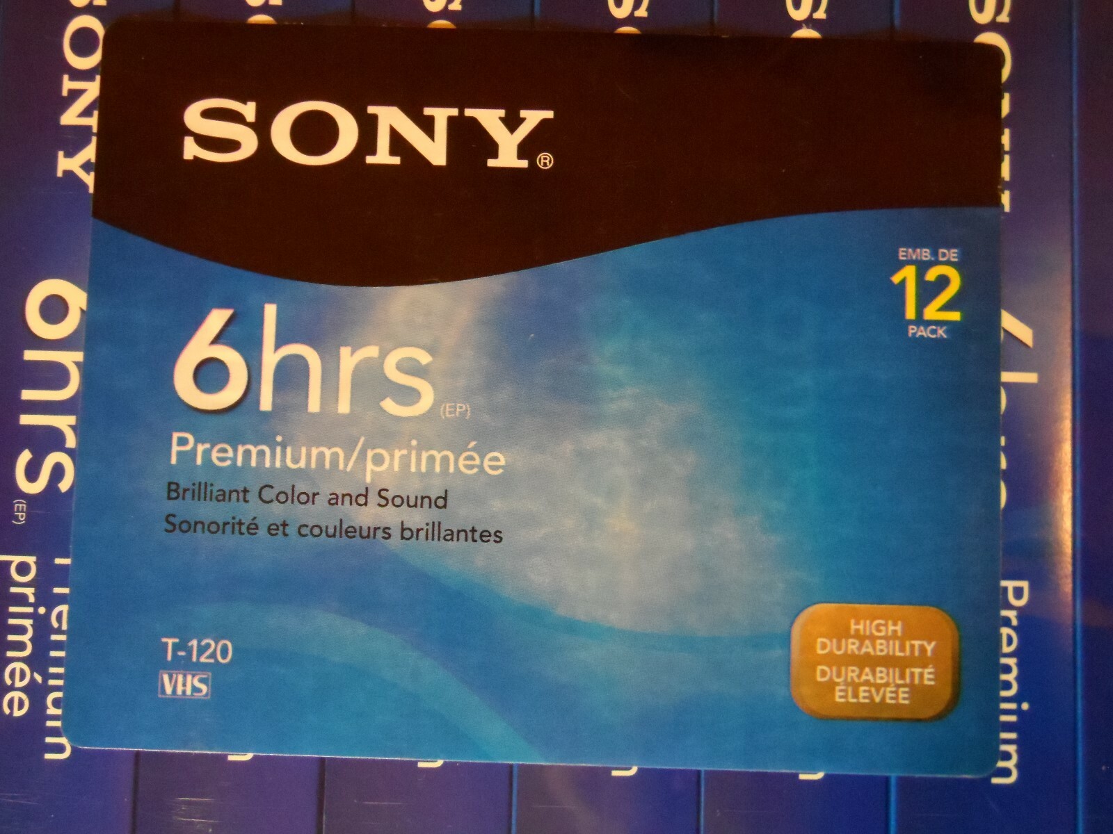 NEW SEALED (12-Pack) Sony T120 T120VR Premium 6 Hour Blank VHS Cassette Tapes