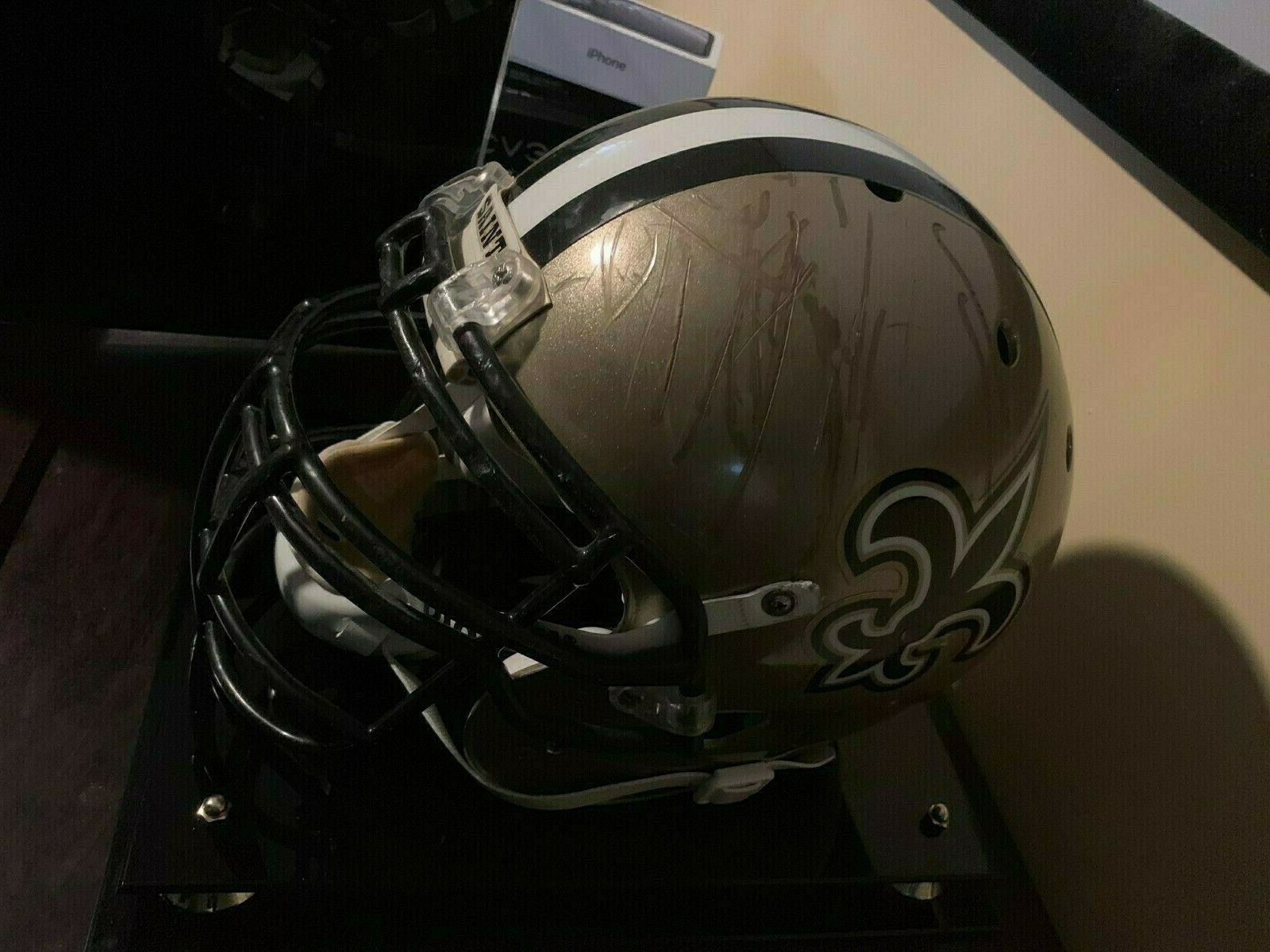 SUPER BOWL XLIV AND NFC GAME WORN HELMET Remi Ayodele New Orleans Saints MATCHED